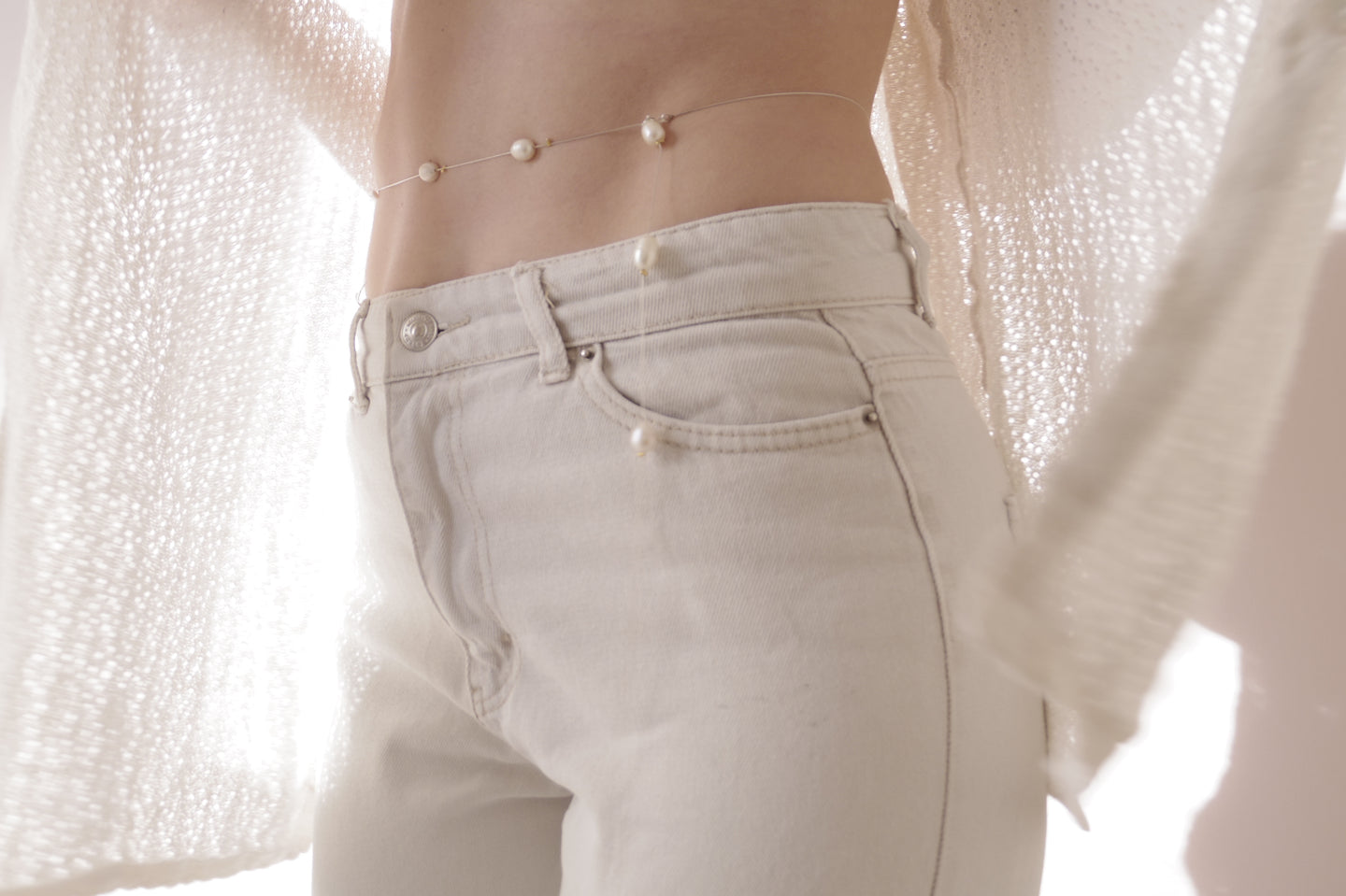 Pearls & silver belly chain