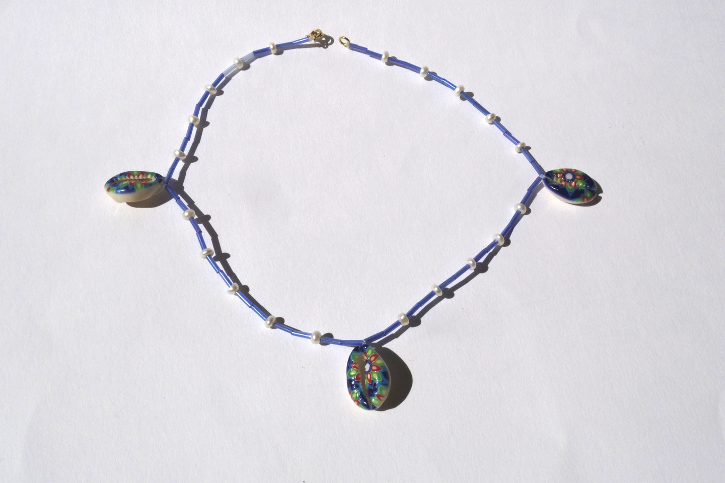 Blue shell necklaces (set)